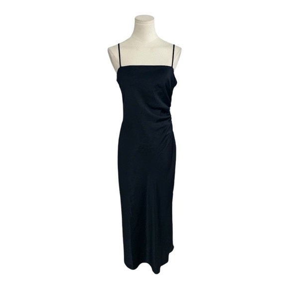 HOUSE OF HARLOW 1960 Navy Satiny‎ Silku Midi Dress Party Holiday Wedding Size M - Picture 2 of 9